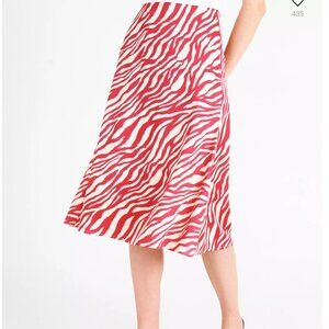 Michael Michael Kors Women's Midi Skirt Zebra Print Sz 16‎ Pink White $125 NWT